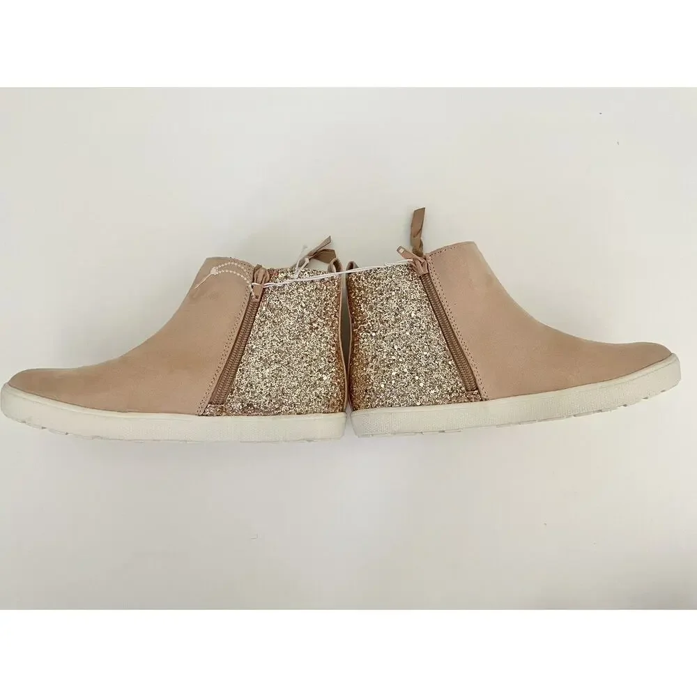 Sugar Mauve Pink Glitter Tassel Side Zipper Girls Ankle Bootie Sneakers Size 3